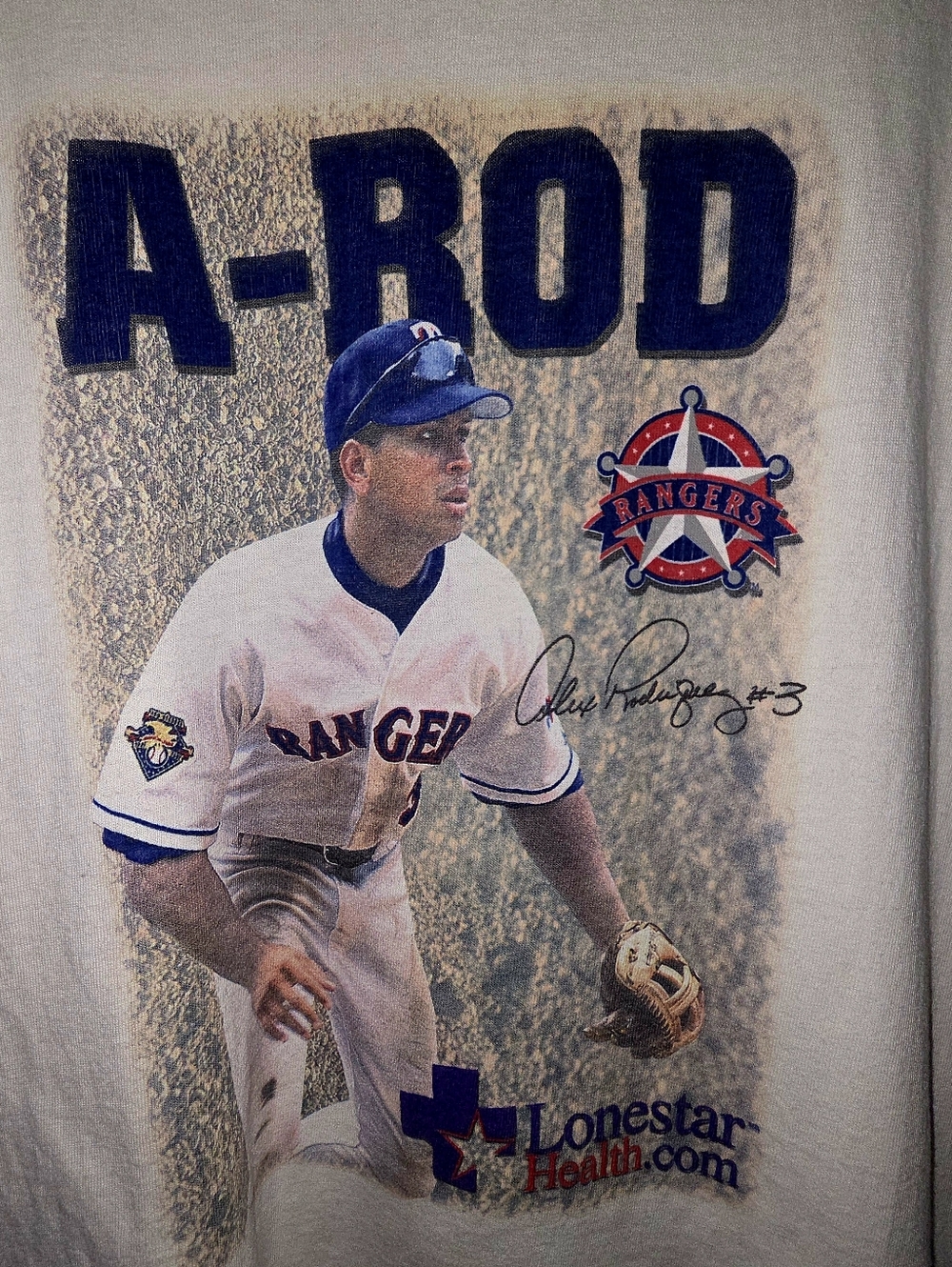 π£ Vintage Y2K A-RodβΎ Alex Rodridguez Texasπ Rangers White Graphic Tee Size XL - Picture 1 of 4